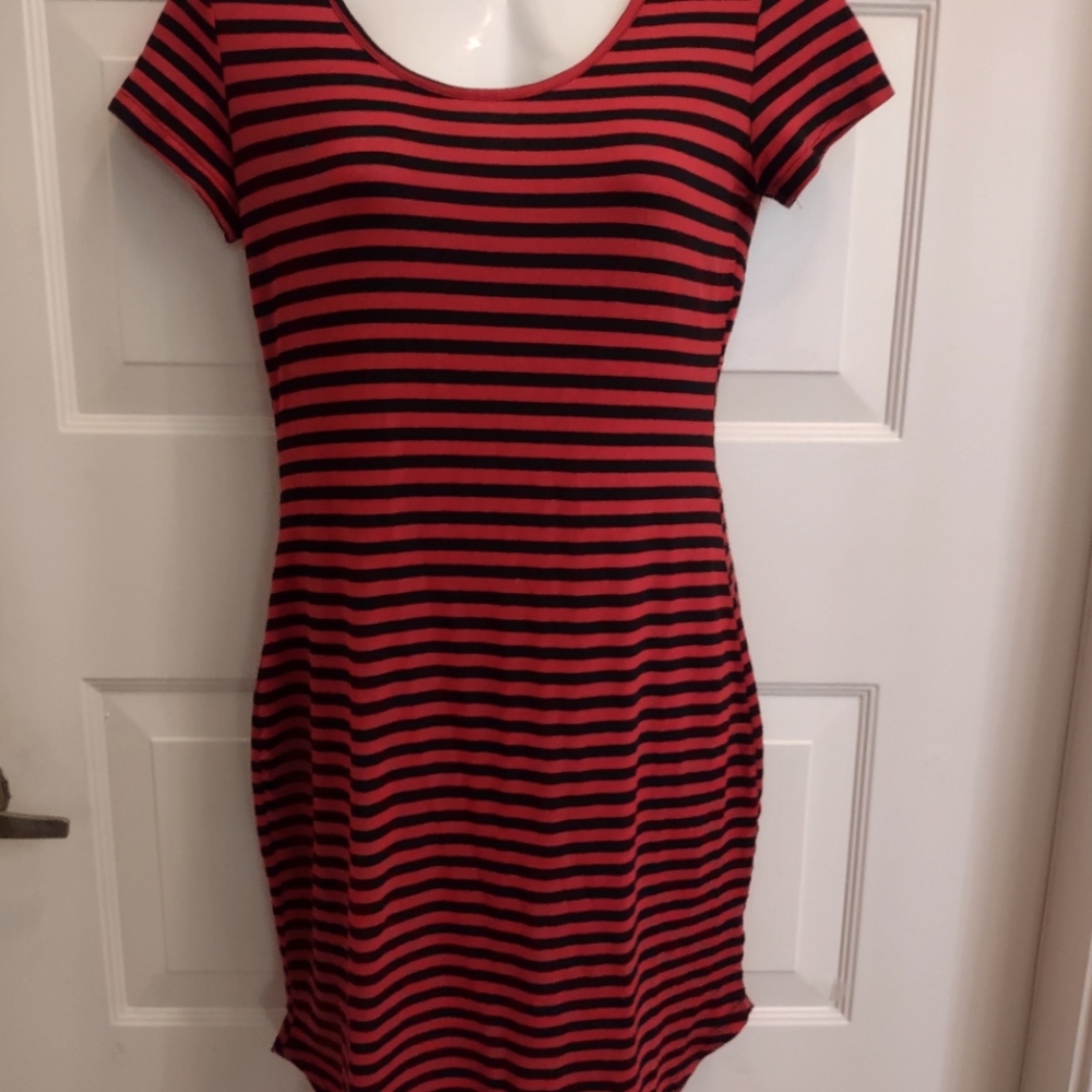 ECLATA STRIPED BODYCON MINI OPEN BACK